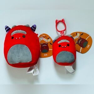 NEW!! 5” Squishmallows Jeb the Monster Plush & Matching Plush Clip Set (NWT)